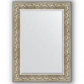 Зеркало настенное 80х110 см в багетной раме - барокко серебро 106 мм.