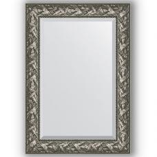 Зеркало настенное 69х99 см в багетной раме - византия серебро 99 мм.