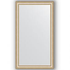 Зеркало настенное 65х115 см в багетной раме - золотые бусы на серебре 60 мм.