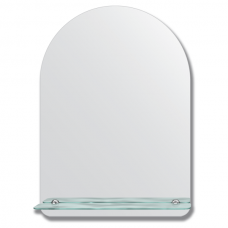 Зеркало настенное с полочкой (50х70 см). Форма арки, шлифованная кромка.