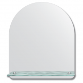 Зеркало настенное с полочкой (60х70 см). Форма арки, шлифованная кромка.