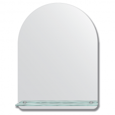 Зеркало настенное с полочкой (60х80 см). Форма арки, шлифованная кромка.